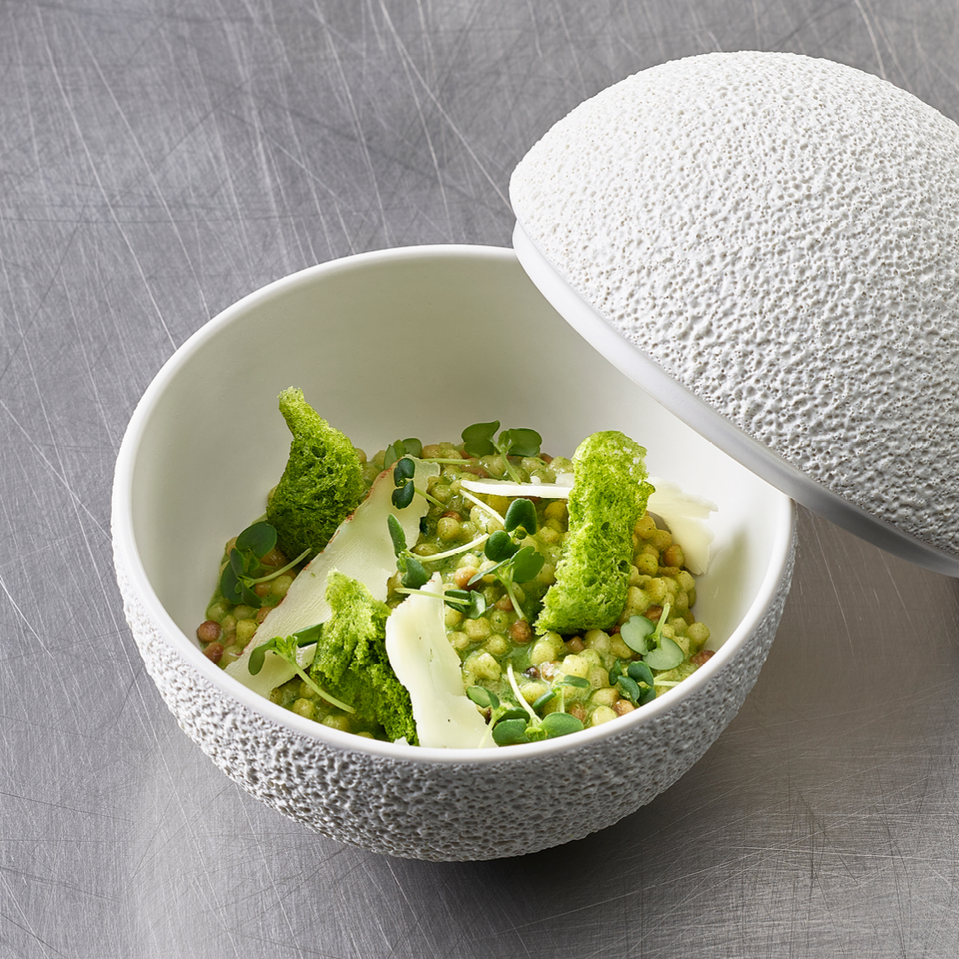 Fregola Sarda | Cresson de fontaine | Éponge de persil | Manchego