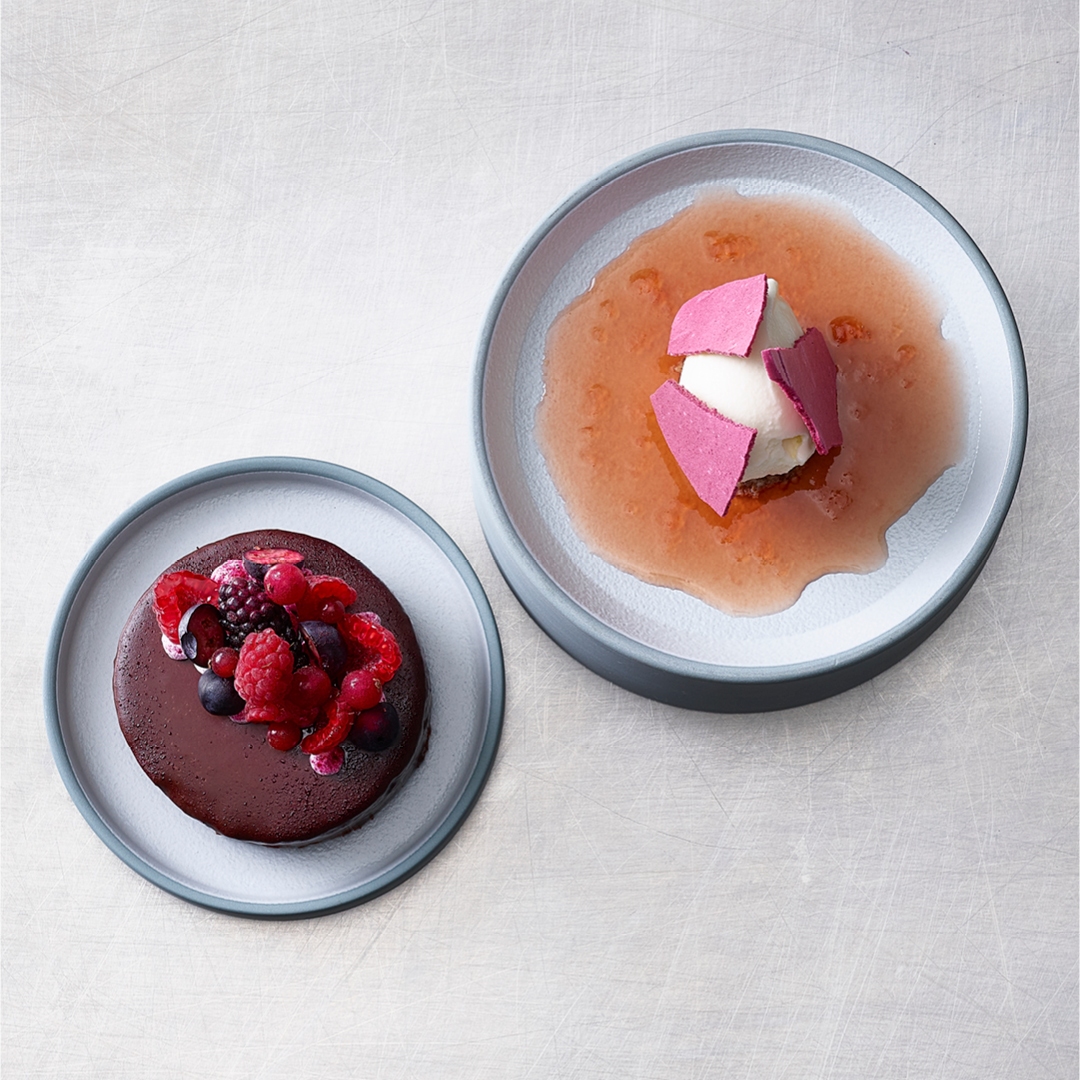 Waldbeeren & Schokolade | Himbeer-Rotwein Essenz | Mascarponenglace & Cassis