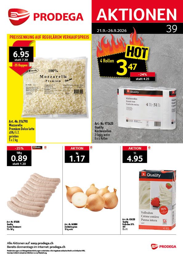 Prodega Werbeflyer mit verschiedenen Lebensmittelangeboten.