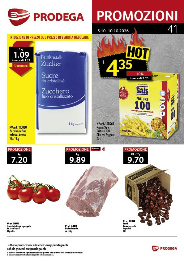 Prodega Werbeflyer mit verschiedenen Lebensmitteln und deren Aktionspreisen.