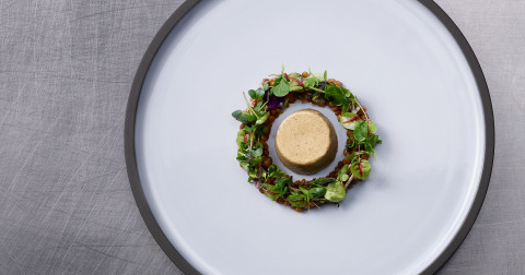 Vegetarische Foie Gras | Kräutersalat | Balsamico-Linsen