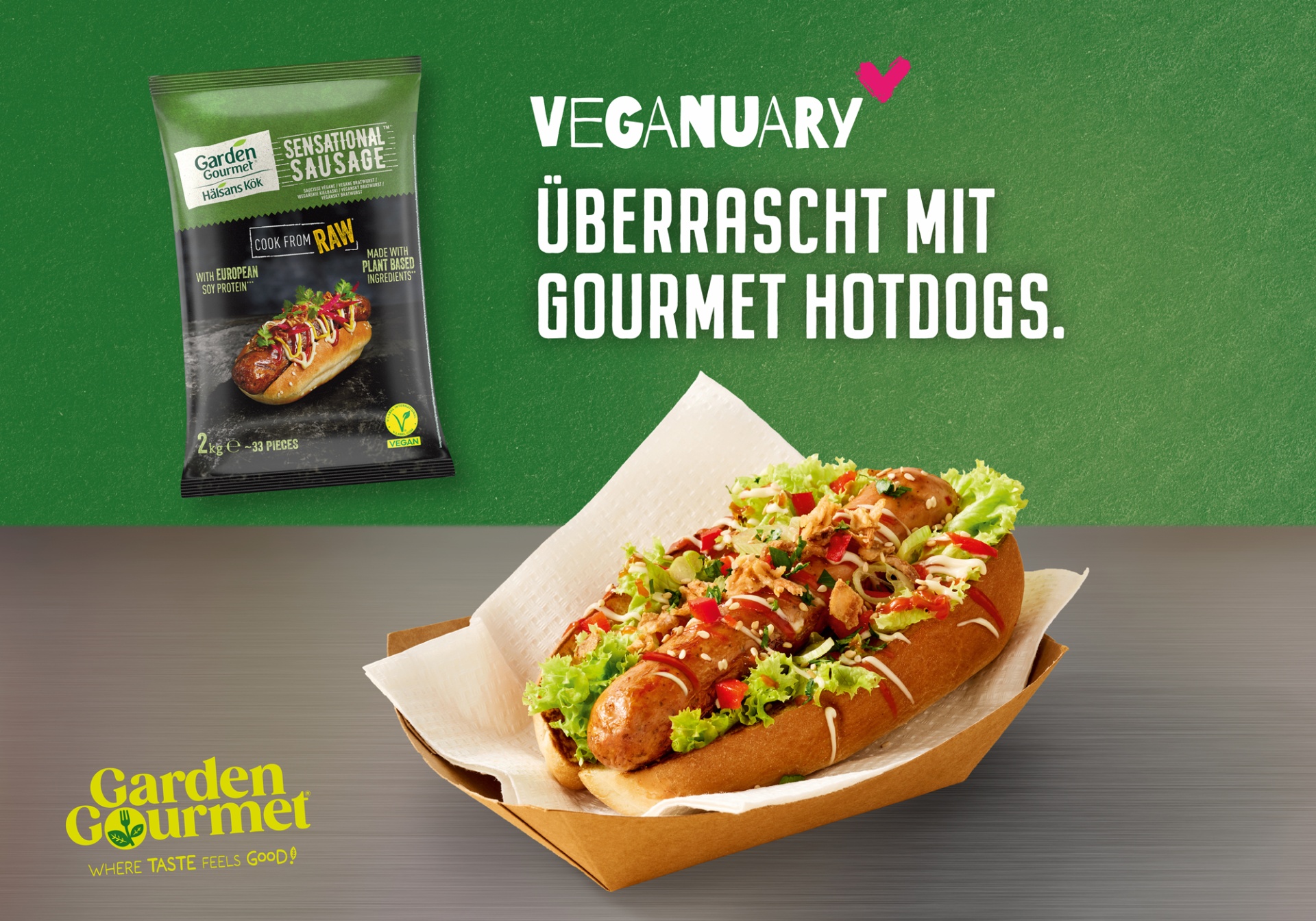 Die vegane Sensational Bratwurst von Garden Gourmet kann als Hot Dog angeboten werden